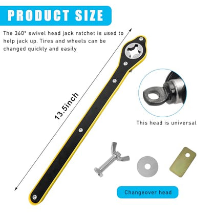 Car Jack Ratchet Wrench, 360° Swivel Labor-Saving Scissor Jack Wrench, Jack Lift Speed Handle Tool with Forward and Reversal Knob, Tire Wheel Lug Wrench Car Accessories for Van SUV