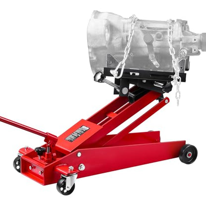 VEVOR Adjustable Floor Transmission Jack 1000 LBS Low Profile Hydraulic Transmission Telescoping Heavy-Duty Lift Jack 6.3-25.2 in Lifting Height, 360° Swivel Front Wheels - size: 1000 lbs