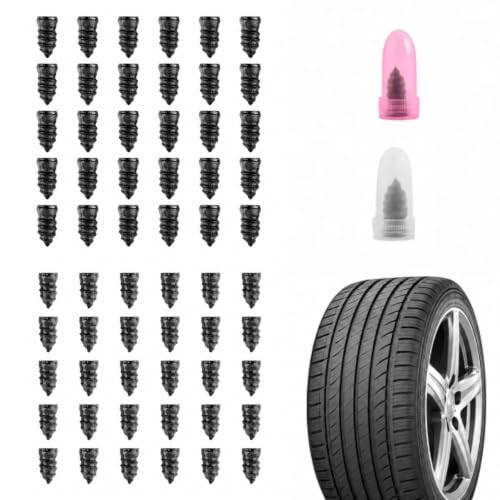 60 PCS Tire Repair Rubber Nails, Spiral Rubber Screw Tire Plug Kit for Tubeless Tires, Quick Self-Service Puncture Repair Tool for Cars, Trucks, Motorcycles, Tractors (60PCS) - color: 60PCS