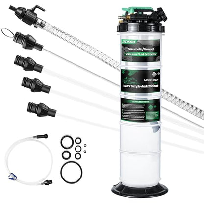 9.5 L/2.5 Gallon Oil Extractor Pump Pneumatic/Manual, Fluid Extractor Oil Change Pump Extractor with 5 Tubes and A Brake Bleeding Hose for Automotive, Boats - size: 9.5L