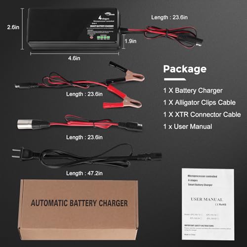 ULTRAPOWER 14.6V 10A LiFePO4 Battery Charger,Smart Battery Charger for 12V LFP Batteries and Lead Acid Battery,4LEDs Indicator,Fast Charging,High Efficiency for Deep Cycle Batteries.