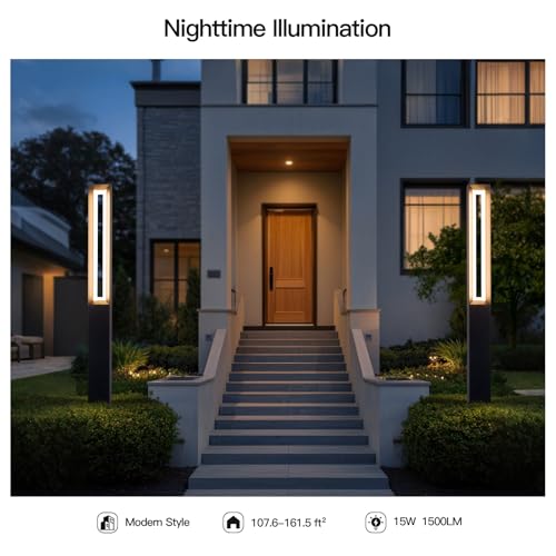MVBT Path Light Wired, AC100-240V 71" Outdoor Pathway Lights, Waterproof 3000K Bollard Lights, Walkway Driveway Pole Lamp Bright LED Landscape Lighting for Outside Patio Sidewalk Garden Yard Lawn