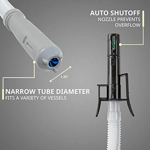 Deway Auto Fuel Transfer Pump, AA Battery, Auto-Stop, 2.2 GPM, Screw-On Cap | Hands-free fill and drain for autos, generators, and lawn equipment; not for US kerosene cans. - style: Auto Stop Nozzle w/ 51" Plastic Hose