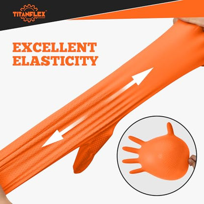 TitanFlex Heavy Duty Orange Nitrile Gloves, 6 Mil, Raised Diamond Texture, Mechanic Disposable Gloves, Latex Free Powder Free - color: 05 6mil (1000ct), size: X-Large