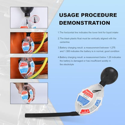 Car Battery Hydrometer Tester, Deep Cycle Battery Hydrometer Acid Quality Fast Detection Tool, Professional Rapid Batteries Density Analyzer Acid Tester for 6V 12V 24V Vehicle