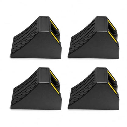 Rubber Wheel Chocks 4-Pack Heavy Duty L:10xW:7xH:6in | Durable rubber nonslip prevents rolling. For trailers RVs trucks cars campers Easy. - size: L:10x W:7x H:6(4pc)