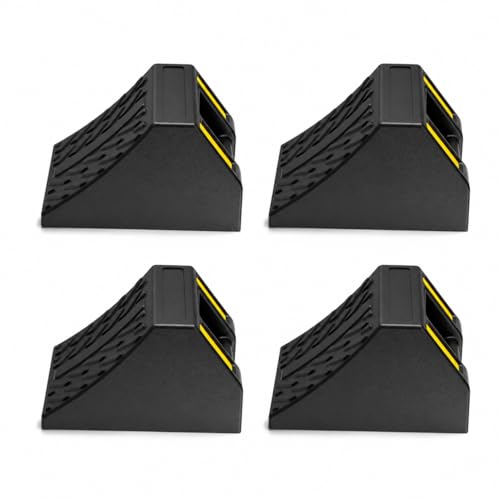 Rubber Wheel Chocks 4-Pack Heavy Duty L:10xW:7xH:6in | Durable rubber nonslip prevents rolling. For trailers RVs trucks cars campers Easy. - size: L:10x W:7x H:6(4pc)
