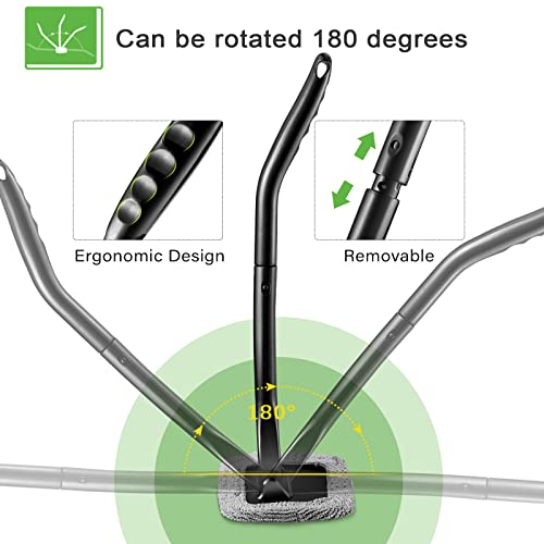 Frienda 2 Set Windshield Cleaner Tool Inside Car Windshield Cleaning Wand Auto Window Cleaner with Detachable Handle, 8 Reusable Microfiber Pads and 2 Spray Bottles for Car Interior(Gray, Yellow) - color: Gray, Yellow