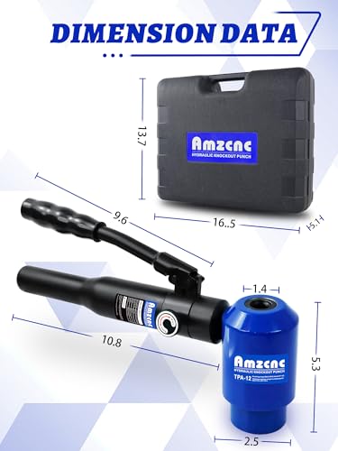 AMZCNC Hydraulic Knockout Hole Punch Driver Kit 1/2 to 4 inch Electrical Conduit Hole Cutter Set KO Tool Kit Metal Sheet Puncher (12TON(1/2"~4")) - size: 12TON(1/2"~4")
