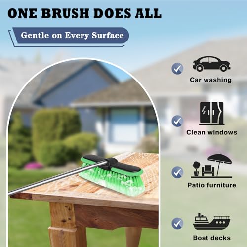 10“ Car Wash Brush Head, Scrub Brush Attachment for Extension Pole, Outdoor Cleaning Tool for Window, Wall, Floor, Deck, Patio - size: 1 Pack