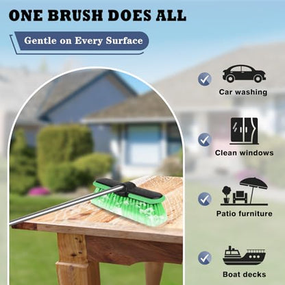 10“ Car Wash Brush Head, Scrub Brush Attachment for Extension Pole, Outdoor Cleaning Tool for Window, Wall, Floor, Deck, Patio - size: 1 Pack