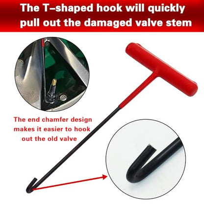 Quick Change Tire Valve Stem Core Removal Tool Kit, Fast Replacement Repair Tool for Leaky Valve, Fits Car Motorcycle ATV Truck