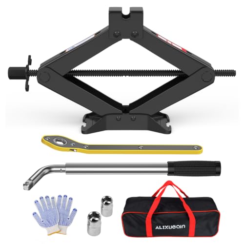Car Jack Kit, 3 Ton (6614 lbs) Scissor Jack for Car, SUV, MPV | Alloy Steel Heavy Duty Scissor Car Jack, Portable Garage Tire Change Repair Tool, Outdoor Car Emergency Kit - size: 3T