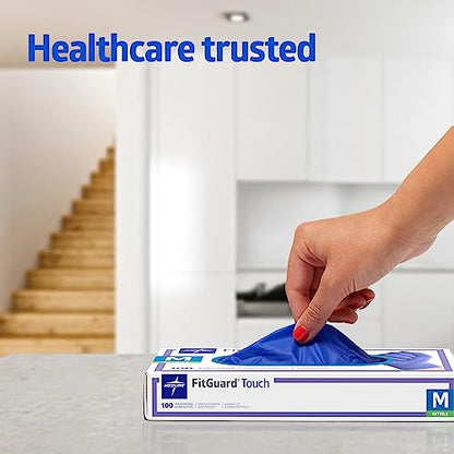 Medline FitGuard Touch Nitrile Exam Gloves, 100 Count, X-Large, Powder Free, Disposable, Not Made with Natural Rubber Latex, Excellent Sense of Touch for Medical Tasks, Durable for Household Chores - size: X-Large (Pack of 100)