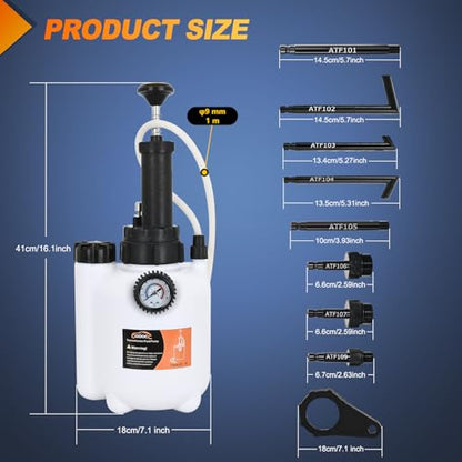 GOOACC Transmission Fluid Pump Kit 3L Automotive Manual Oil Pump Extractor ATF Refill Dispenser Transfer Pump with 8 ATF Filler Adapters Oil Filling Filler Manual System Fluid Extractor Pump Tool Kit - size: 3L