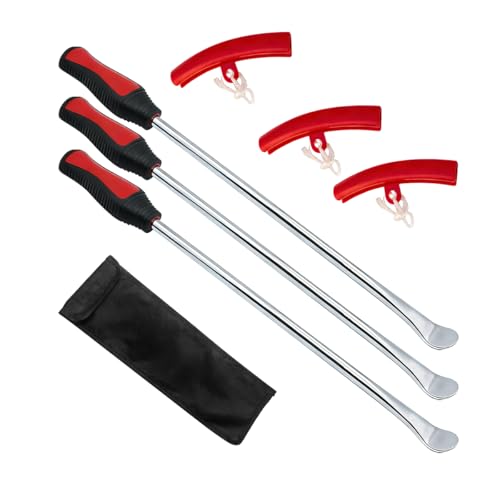 6PCS 14.5" Motorcycle Tire Spoons Tool Set, Steel Tyre Iron Lever Repair Kit with 3 Rim Protector, Dirt Bike Tire Changing Repair Tool, Universal for Motorbike Dirt Bike - size: 6PCS