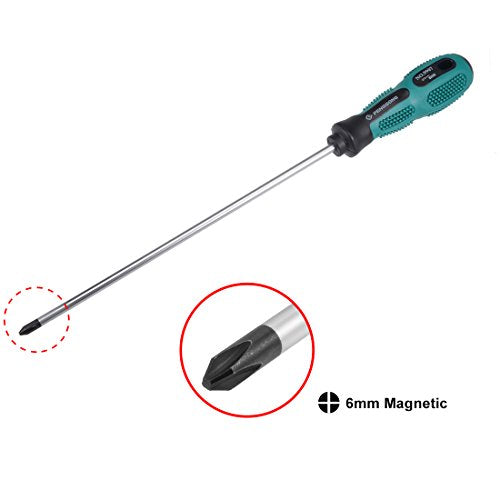 uxcell #2 Phillips Screwdriver 10 Inch Round Shaft Non Slip Comfortable Handle - size: PH2 x 10"
