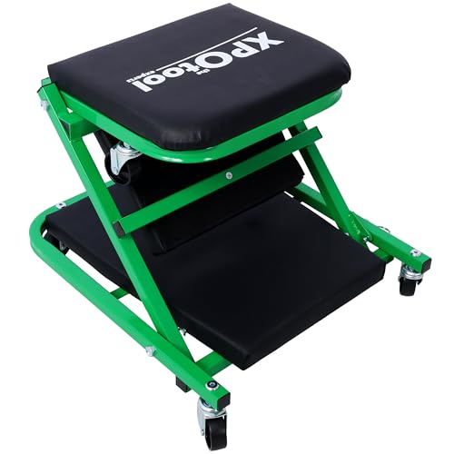 Mechanic Creeper, Garage Gift, 36" Z Creeper Seat, 2 in 1 Mechanic Gifts, 300 lbs Capacity, Low Profile Creeper with 6 pcs Wheels in Garage (Green+Black) - color: Green+Black