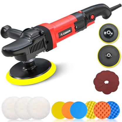 AOBEN 1600W Rotary Buffer Polisher,7 Inch/6 Inch Car polisher with 6 Variable Speed,Detachable Handle for Car Detailing - size: AT3501D-1