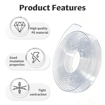 10M Heat Shrink Tubing, 10mm OD, 2:1 Ratio, Clear | Polyolefin Shrinkable Tube, Waterproof Electrical Insulation Tubing, for Wire Cable and Electronic Component Protection - size: 10M Φ10 Clear