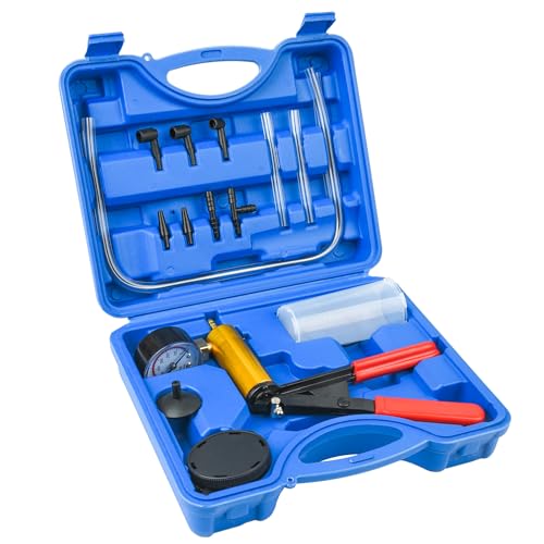Hand Held Vacuum Pump Brake Bleeder Kit with Hand Vacuum Pump and Adapters One-Man Brake Bleeding System Applyto Bike,Motorcycle, Car, Truck Brake Clutch Bleeder Tool, blue