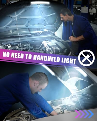 Keiurot Under Hood LED Light Kit 12V, Auto On/Off,Universal Fit Any Vehicle | Hand Switch Included,1000 Lm/Strip, 250CM Lead Wire, Waterproof Flexible 2-in-1 Hood Light Strip For Cars SUV RV and Trucks