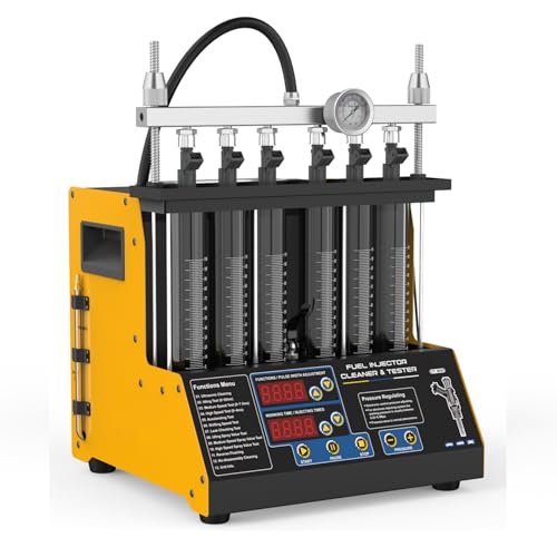 Fuel Injector Cleaner Tester, 6 Cylinder Injector Cleaner Machine with 6 Types Adapter, 3 Cleaning & 9 Testing Functions for Standard Fuel lnjector, GDl, EFl, FSI, CT200 - size: CT200