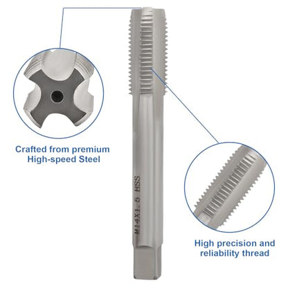 Waziaqoc M14 x 1.5mm Tap and Die Set | Metric, High-Speed Steel, Thread Tap and Die, Various Metals, Right Hand - size: M14 x 1.5mm