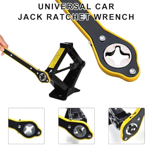 Jack Ratchet Wrench, Auto Labor-Saving Scissor Jack Ratchet Wrench with Long Handle, 360° Swivel Tire Jack Lift Speed Handle for Most Vehicles, Universal Car Accessories