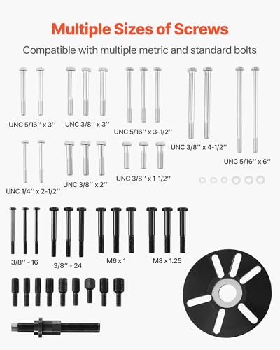 VEVOR Harmonic Balancer Puller Removal & Install Tool Kit, All-Steel Harmonic Balancer Installer Set Tool Kit for Removing and Installing of Balancers, Flywheels, Crankshaft Pulleys, Steering Wheels - color: harmonic balancer puller installer set