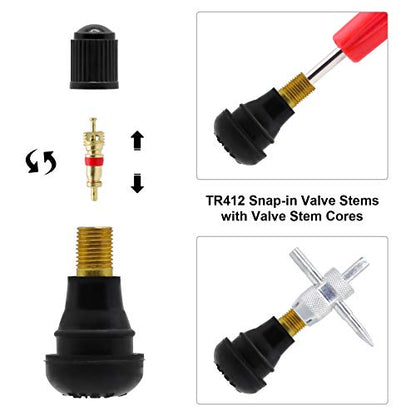 ZHSMS Valve Stem Puller Installer Tool, 10Pcs TR412 Tire Snap in Short Rubber Valve Stem, 4 Way Valve Core Remover, Double Head Tire Valve Core Remover Installer Tool(33 Pcs) - size: 32 PCS