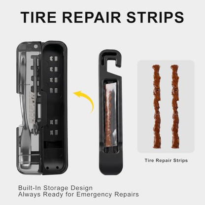 EMERK Bike Repair Tool Kit, Portable Bike Multi Tool with Ratchet Wrench, 7 Bits, Tire Levers & Tubeless Tire Plug Kit for Road, Mountain and E-Bikes