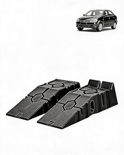 Heavy Duty Plastic Car Service Ramps, 2 Pack Low Profile Auto Ramp, 5 Ton 12000 LB Load Capacity Vehicle Lift Ramps, 6.7 in Lift Height Portable Garage Ramp for Car Maintenance, Oil Change, Auto Repai