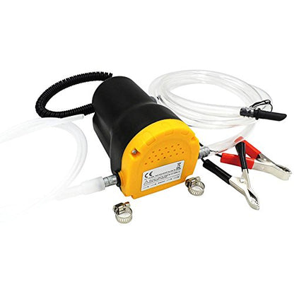 12V Oil Change Pump, Electric Fluid Extractor with Alligator Clips, Portable Car Oil Transfer Pump with Tubes