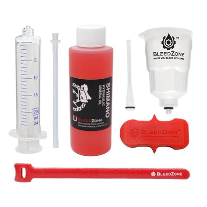 BleedZone Shimano Brake Bleed Kit with Mineral Oil - Hydraulic Brake Bleed Kit for Shimano Disc Brakes, Bike Brake Bleeder Kit, MTB Brake Bleed Kit, and Mineral Oil Brake Maintenance - size: MTB: 120ml Shimano