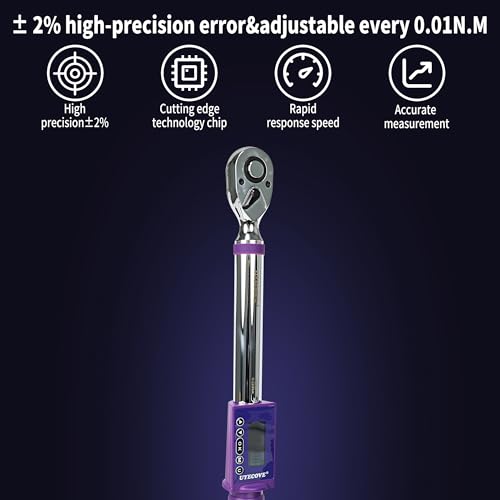 Digital Torque Wrench 1/2 Drive, (8.1-147.5 FT-LB/11-200N.M) ±2% High Accuracy Digital Torque Wrench, With Vibration, Buzzer and LED Alert - size: 1/2-inch (8.1-147.5 Ft-lbs./11-200Nm)