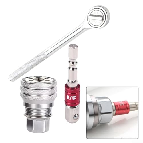 Adjustable Socket Wrench Set 10-19mm Nut Remover Tool 3/8 Drive Ratchet Kit Damaged Bolt Extractor Rounded Nut Gripper High Torque Steel Mechanic Hand Tool for Automotive Repair Tasks(A)