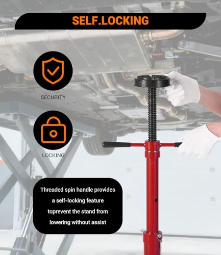 2PACK Underhoist Support Stand, 3/4 Ton Jack Stand, Under Hoist Stand for Vehicle Lifting & Support, 1655Lbs Capacity, Lifting from 38.4 to 75.4Inch, - color: Red | Triangular Base