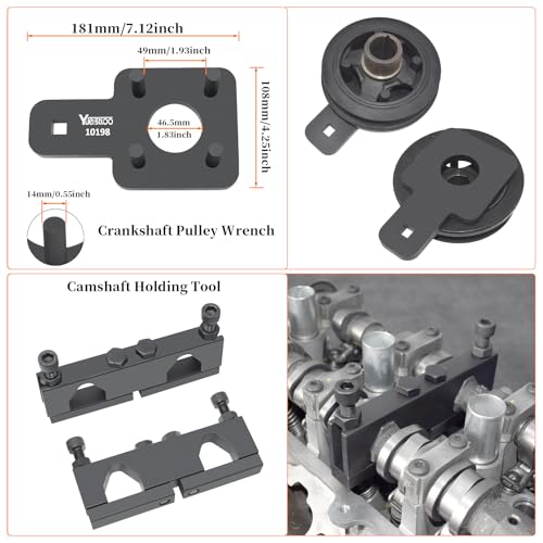 Camshaft Phaser Timing Chain Tool, Replace 10200A 10202 10198A 10369 | with Camshaft Holding Tool Crankshaft Pulley Wrench Compatible with VW Dodge Chrysler 3.0L, 3.2L and 3.6L Pentastar Engine - size: 12pcs