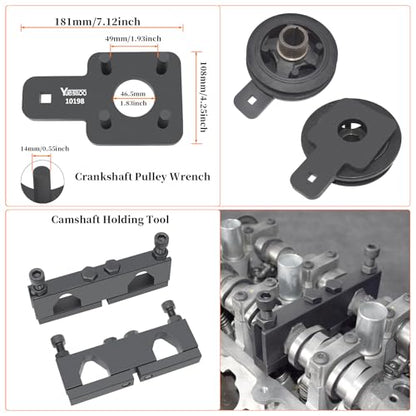 Camshaft Phaser Timing Chain Tool, Replace 10200A 10202 10198A 10369 | with Camshaft Holding Tool Crankshaft Pulley Wrench Compatible with VW Dodge Chrysler 3.0L, 3.2L and 3.6L Pentastar Engine - size: 12pcs