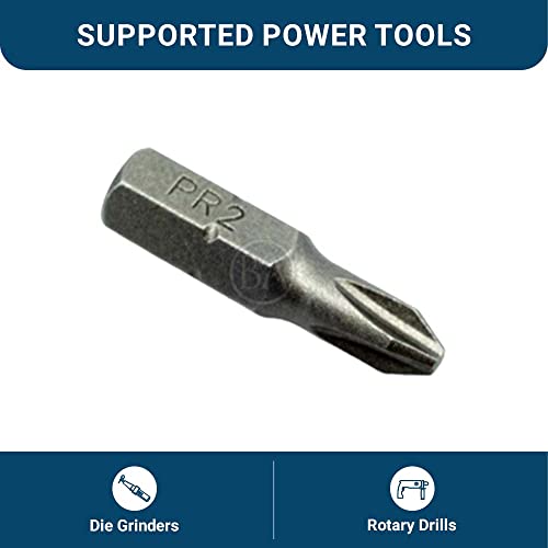 Benchmark Abrasives 1/4 Inch Hex Anti Slip Phillips Insert Screw Head Screwdriver Bits, Rotary Drill Bits for Repairing Electronics, Automotive Parts, Furniture (50 Pack) - (PR2 x 1") - size: PR2 x 1"