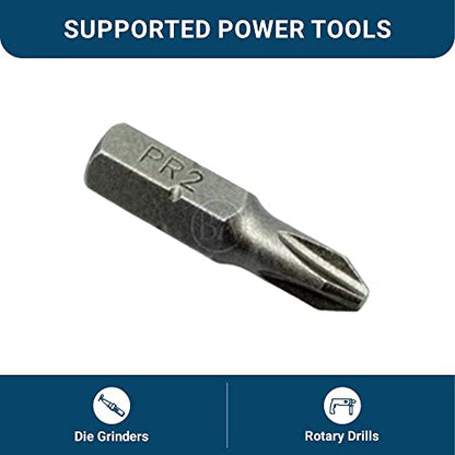 Benchmark Abrasives 1/4 Inch Hex Anti Slip Phillips Insert Screw Head Screwdriver Bits, Rotary Drill Bits for Repairing Electronics, Automotive Parts, Furniture (50 Pack) - (PR2 x 1") - size: PR2 x 1"