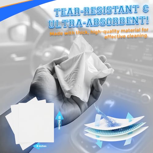 Car Wash Wipes with Refreshing Lemon Scent, Pack of 100 Individually Wrapped Wipes, Dashboard Car Accessories Travel Essentials