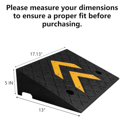 5" Rise Height 2 Pack Rubber Curb Ramp, 17.13" L x 13" W Driveway Curb Ramps for Sidewalks, Heavy-Duty 11000 lbs/5 T Capacity Threshold Ramps with Deepened Anti-Slip Texture for Cars - size: 5" Rise Height