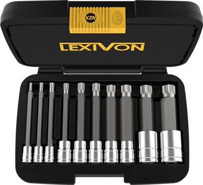 LEXIVON XZN Triple Square Spline Bit Socket Set, Extra Long 4-Inch | 10-Piece European Style M4 - M18, Premium S2 Alloy Steel | Enhanced Storage Case (LX-145L) - size: Extra Long 4-inch
