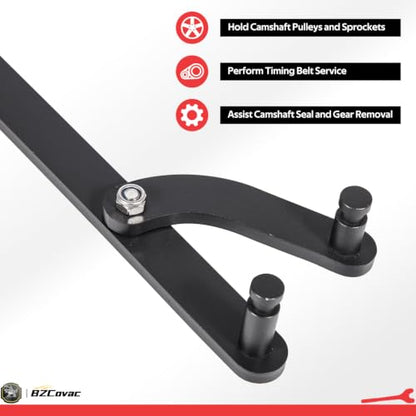 W89208 Cam Pulley Holder + 58430 Shaft Type Seal Puller - Universal Camshaft Pulley Holding Tool & Shaft Seal Puller Set for Engine Cam/Crank Seal Removal and Timing Belt Service
