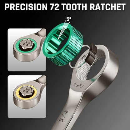 GRENPRO Ratcheting Wrench Set, Combination Wrench Set Metric And Standard & SAE With Color Ring, 1/4" to 3/4" & 6-18mm, 23PC Open End Ratchet Wrenches With Roll Up Pouch, CRV Socket Mechanic Tool Sets - style: 23PCS Ratcheting Wrench Set Metric&SAE With C