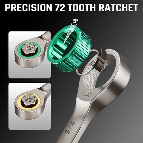 GRENPRO Ratcheting Wrench Set, Combination Wrench Set Metric And Standard & SAE With Color Ring, 1/4" to 3/4" & 6-18mm, 23PC Open End Ratchet Wrenches With Roll Up Pouch, CRV Socket Mechanic Tool Sets - style: 23PCS Ratcheting Wrench Set Metric&SAE With C