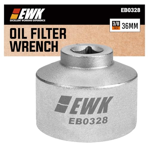 EWK 32mm Oil Filter Socket Low Profile 3/8" Drive, Forged 6-Point Filter Cap Removal Tool, Damage-Free Oil Change for GM VW Audi BMW TDI Engines, Tight Engine Bays DIY & Pro Use - size: 32mm