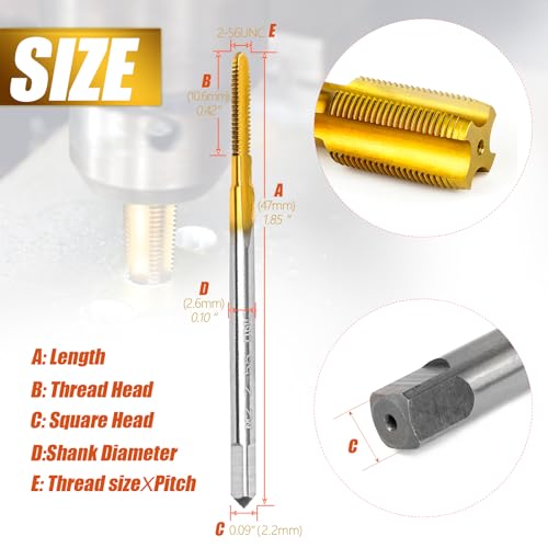 2Pcs 2-56 UNC Thread Tap,2-56 UNC M2 HSS Right Hand Thread Milling Tap - size: 2-56UNC - 2Pcs
